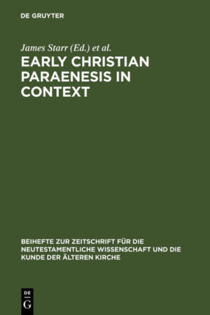An up-to-date discussion of early Christian paraenesis in its Graeco-Roman and Hellenistic Jewish contexts in the light of one hundred years of scholarship, issuing from a research project by Nordic and international scholars. The concept of paraenesis is basic to New Testament scholarship but hardly anywhere else. How is that to be explained? The concept is also, notoriously, without any agreed-upon definition and it is even contested. Can it at all be salvaged? This volume reassesses the scholarly discussion of paraenesis-both the concept and the phenomenon-since Paul Wendland and Martin Dibelius and argues for a number of ways in which it may continue to be fruitful.