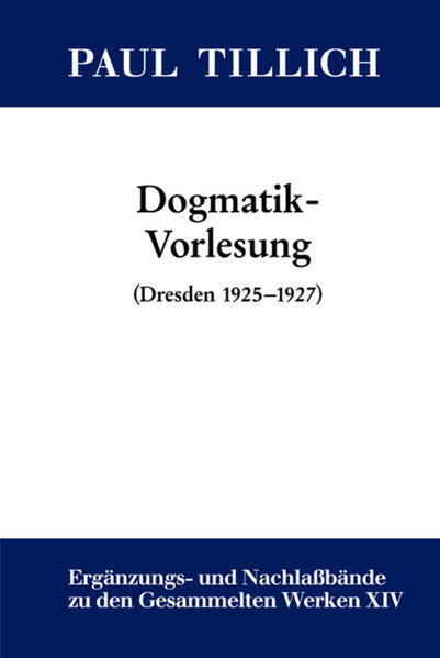 Der Band enthält eine kritische Edition des Manuskripts von Tillichs Dogmatik-Vorlesung im Wintersemester 1925/26 bis zum Wintersemester 1926/27 an der TH Dresden. Was er unter dem traditionellen Begriff der Dogmatik vorträgt, kann als philosophische Theologie bezeichnet werden. Ihre Mitte hat sie im Christus als dem "Durchbruch der vollkommenen Offenbarung". Auf die Prolegomena folgen die Lehre von der Schöpfung ("theologische Seinsdeutung") sowie die Lehre von der Erlösung ("theologische Geschichtsdeutung"). Die Lehre von der Vollendung ("theologische Sinndeutung") ist nicht mehr ausgeführt. Die Edition ist eine vollständige Neubearbeitung des von Werner Schüßler 1986 herausgegebenen Textes.