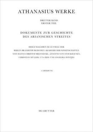 The fourth instalment of the first part of Volume III of Athanasius’ Works continues the publication of documents on the Arian conflict started by Hans-Georg Opitz in 1934 and 1935. Following on from the third instalment, which ended with the Formula makrostichos, the fourth instalment now includes the four Sirmian formulae, the texts of the Synods of Rimini/ Seleukia/Constantinople 359/360 and the Synod of Alexandria 362 together with a German translation. A bibliography and index are appended to the fascicle.