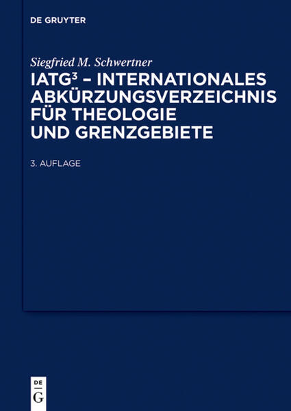 1974 zum ersten Mal erschienen, hat sich das Internationale Abkürzungsverzeichnis für Theologie und Grenzgebiete (IATG) längst als Standardwerk für Theologie etabliert und geht nun in die dritte überarbeitete Auflage. Gut zwanzig Jahre nach der zweiten Auflage 1992 ist eine erneute Aktualisierung und Erweiterung der IATG dringend nötig geworden. Über 4000 neue Titel deutscher wie internationaler Zeitschriften, Serien, Lexika sind hinzugekommen. Neu ist auch die Berücksichtigung der Systematik der Society of Biblical Literature, womit das IATG zum Referenzwerk unserer Enyclopedia of the Bible and its Reception wird. Darüber hinaus hat sich das Themenspektrum erweitert, berücksichtigt werden nun beispielsweise Werke zu anderen Religionen sowie zu Kunst oder Literatur. Damit wird das IATG noch mehr als bisher auch im internationalen Kontext zu einem der wichtigsten Standardabkürzungsverzeichnisse für theologische Zeitschriften, Lexika und Quellentexte. Neue Zeitschriften, Serien, Lexika, Quellenwerke können Sie melden an: iatg@degruyter.com.