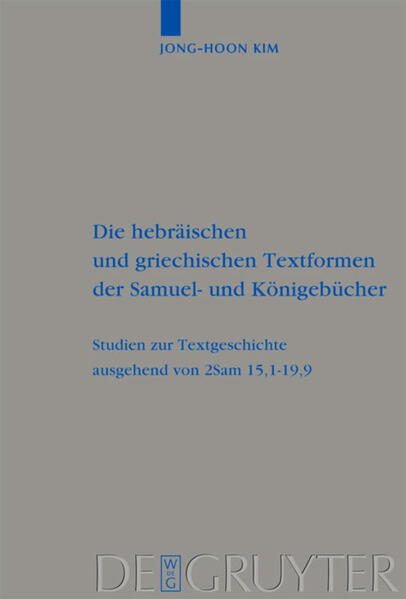 Gegenstand der vorliegenden Studie ist die Textgeschichte der Samuel- und Königebücher, die in der Forschung nach wie vor kontrovers diskutiert wird. In diesen Büchern lassen sich verschiedene Textformen erkennen-sowohl in den hebräischen (MT, Qumran) als auch in den griechischen Texten („Kaige-Rezension“, „der antiochenische Text“). Die Textformen und deren Geschichte werden zunächst im Detail anhand von 2Sam 15,1-19,9 näher analysiert. Ausgehend davon nimmt die Untersuchung dann die Samuel- und Königebücher als Ganzes in den Blick. Abschließend wird eine Textgeschichte vom 2. Jh. v. Chr. bis zum Mittelalter rekonstruiert.