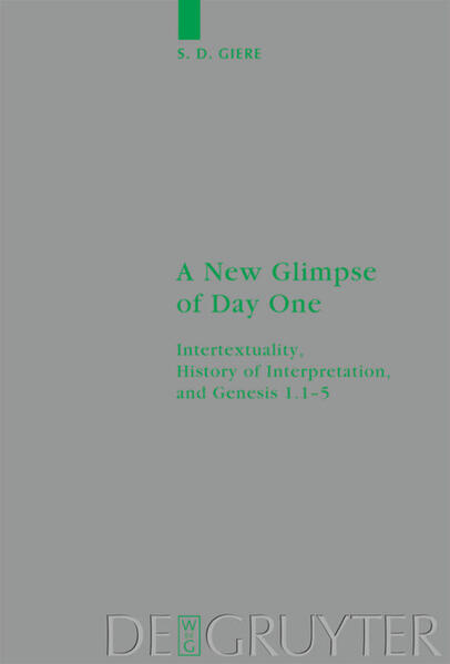 Informed by the understanding that all texts are intertexts, this work develops and employs a method that utilizes the concept of intertextuality for the purpose of exploring the history of interpretation of a biblical text. With Day One, Genesis 1.1-5, as the primary text, the intertextuality of this biblical text is investigated in its Hebrew (Masoretic Text) and Greek (Septuagint) contexts. The study then broadens to take up the intertextuality of Day One in other Hebrew and Greek texts up to c. 200 CE, moving from Hebrew texts such as Ben Sira and the Dead Sea Scrolls to Greek texts such as Josephus, Philo, the New Testament, and early Christian texts. What emerges from this is a new glimpse of the intertextuality of Day One that provides insight into the complexity of the intertextuality of a biblical text and the role that language plays in intertextuality and interpretation. In addition to the methodological insights that this approach provides to the history of interpretation, the study also sheds light on textual and theological questions that relate to Day One, including the genesis of creatio ex nihilo.