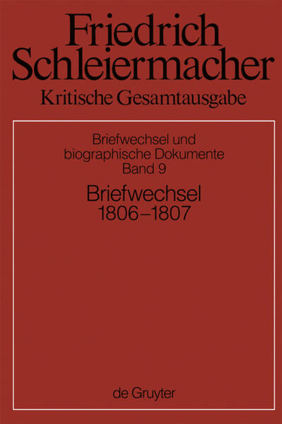 Der vorliegende Band umfasst den Briefwechsel Schleiermachers von April 1806 bis Ende 1807, dem Zeitpunkt seiner endgültigen Übersiedlung nach Berlin. Im Sommer 1806 lehrt Schleiermacher das letzte Semester an der Hallenser Universität, wobei er zum ersten Mal Kirchengeschichte und Christliche Sittenlehre liest. Mit dem Zusammenbruch Preußens und der Besetzung Halles durch französische Truppen im Oktober 1806 findet Schleiermachers akademische Wirksamkeit ein abruptes Ende durch die Schließung der Universität und die Vertreibung der Studenten. Er bleibt zunächst in Halle, um das Schicksal der Universität abzuwarten, beginnt aber im Sommer 1807 mit Privatvorlesungen in Berlin, wohin er Ende 1807 endgültig übersiedelt, in der Hoffnung auf eine Berufung an die neu zu gründende Berliner Universität. Der drohende Krieg und die Niederlage Preußens sind zentrale Themen des Briefwechsels. Eine große Rolle spielen die beruflichen Perspektiven Schleiermachers und die Hoffnung auf die neu zu errichtende Berliner Universität.Von den insgesamt 425 Briefen dieses Bandes sind 240 an Schleiermacher gerichtet und 185 von ihm selbst geschrieben. 127 der hier dokumentierten Briefe konnten nur erschlossen werde