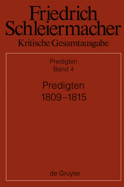 Der vorliegende Band enthält 107 Predigttexte zu 100 Terminen aus den Jahren 1809 bis 1815. Editionsgrundlage sind neben Drucktexten und Autographen Schleiermachers hauptsächlich Mitschriften seiner Hörer. 55 Predigten sind bisher völlig unveröffentlicht. Zusätzlich 19 Predigen werden aufgrund neuer Quellenlage geboten. Zu 8 Terminen liegen Autographen Schleiermachers vor. Die Mitschriften gehen auf Karl Ernst Georg Matthisson und Friedrich August Pischon zurück. Für das Jahr 1810 liegt unter anderem eine Homilienreihe zur Apostelgeschichte vor, die als solche erstmals kenntlich gemacht wird. Zusätzlich bietet der Band in einem Anhang Liederblätter aus den Jahren1812 bis 1816 als Lesetexte. Diese von Schleiermacher konzipierten und herausgegebenen Drucke sind undatiert und werden dem Kirchenjahr folgend wiedergegeben, so dass sie der Forschung erstmalig zugänglich gemacht werden.