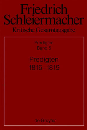 Im 5. Band der 3. Abteilung der KGA finden sich Predigten zu 112 Terminen aus den Jahren 1816-1819, zu denen ergänzend zugehörige Liederblätter Friedrich Schleiermachers publiziert werden. Die 93 Predigttermine, für die bisher keine Veröffentlichungen vorlagen, basieren auf Predigtmitschriften von fremder Hand, vornämlich von Ludwig Jonas. Zu den 9 Predigten, die Schleiermacher in seiner 4. Predigtsammlung selbst publiziert hat, sind Predigtmitschriften von Jonas erhalten, die den Unterschied zwischen gepredigtem Wort und für den Druck bearbeitetem Text gut erkennen lassen. Die im Jahr 1817 begonnenen Homilien zum Philipperbrief erhalten ein besonderes Profil durch den Vergleich mit der zweiten Homilienreihe von 1822/23.