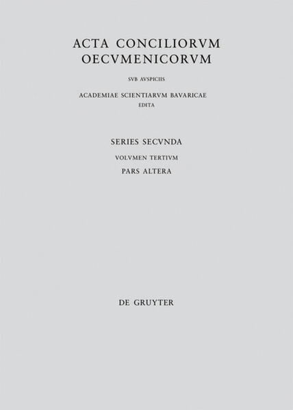 The second volume of the three-volume edition (the first volume was published in 2008) continues the edition of the proceedings of the Seventh Ecumenical Council of 787 (Nicaenum II) which dealt with the controversy surrounding the veneration of images (Iconoclastic Controversy). In addition to an introduction which describes the transmission of the proceedings, it contains the Greek text of the 3rd and 4th sessions of the council, confronting these with the Latin translation of Anastasius Bibliothecarius in 873. The detailed critical apparatus also references source texts and parallel texts.