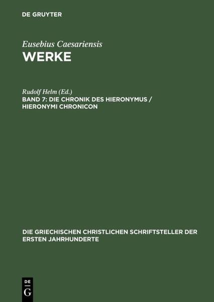 The series of Greek Christian Writers of the First Centuries AD (GCS) started in Leipzig in 1897, then moved to Berlin, and to Walter de Gruyter in 2001 and has been publishing the results of the Academy Project ”Greek Christian Writers”, which was launched in the then Royal Prussian Academy and has been continued by the Berlin-Brandenburg Academy. It publishes large critical editions with historically-oriented introductions and indexes of those works which originated in the Graecophone part of the ancient Christian Roman Empire and have not been included in the other major series of editions. The objective is to provide complete coverage of the first three centuries.