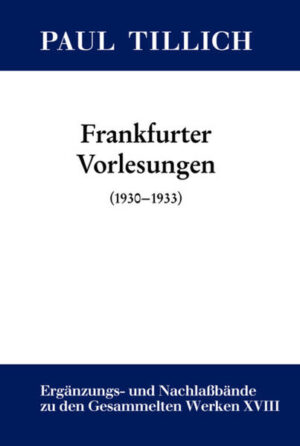 Über Paul Tillichs Lehrtätigkeit als Professor für Philosophie und Soziologie an der Universität Frankfurt am Main (1929-1933) ist bisher wenig bekannt. Aus seinem Nachlass werden in dem neuen Editionsband die Texte folgender Vorlesungen aus den Jahren 1930 bis Anfang 1933 kritisch ediert: 1. Philosophie der Religion, 2. Entwicklung der Philosophie von der Spätantike zur Renaissance, 3. Philosophie der Klassik, 4. Geschichte der philosophischen Ethik, 5. Grundfragen der systematischen Philosophie. In seinen Vorlesungen will Tillich kein Lehrbuchwissen vermitteln, sondern nach den Aporien des Lebens fragen, aus denen heraus philosophiert wurde und wird. Gegenstand des philosophischen Fragens ist für ihn unsere geschichtliche Existenz in ihrer Bedrohtheit, ihr Zerfall als Möglichkeit und ihr Aufbau als Aufgabe. Subjekt des philosophischen Fragens ist für Tillich das Wir, nicht das Ich. So setzt er sich in seinem letzten in Deutschland gehaltenen Kolleg kritisch mit Heideggers Existenzphilosophie auseinander. Tillichs radikale Frage nach unserer geschichtlichen Existenz kann als Hinführung zu seiner Religionsphilosophie und Theologie interpretiert werden.