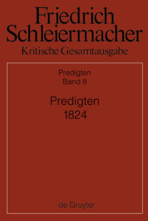 Der vorliegende Band enthält Predigten zu 56 Terminen des Jahres 1824 sowie ergänzend 28 dazugehörige Liederblätter Schleiermachers. Mit Ausnahme der zahlreichen Kasualpredigten und zweier im Urlaub gehaltener Kanzelreden ist Schleiermachers Predigttätigkeit damit für das genannte Jahr lückenlos dokumentiert. Die Editionsbasis bilden neben Drucktexten und einem Autograph Schleiermachers mehrheitlich die qualitativ hochwertigen Nachschriften des Theologiestudenten Johann Gottfried Andrae. Zu 22 Terminen existierte bislang keine Predigtveröffentlichung