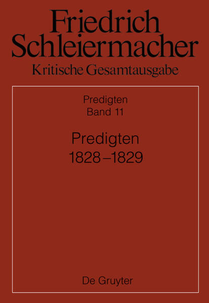 Friedrich Daniel Ernst Schleiermacher (1768-1834) begeisterte auf der Kanzel seine Zeitgenossen in einzigartiger Weise. Im vorliegenden Band sind Predigten zu 81 Terminen der Jahre 1828 und 1829 ediert. Zu 74 Terminen werden bislang nicht publizierte Textfassungen veröffentlicht. Außerdem bietet der Band einen Anhang mit Liederblättern aus den Jahren 1816 bis 1829, zu denen keine Predigten überliefert sind.