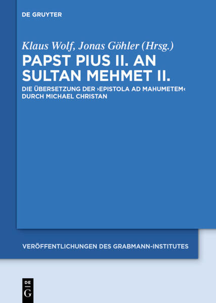 Mit diesem Buch liegt zum ersten Mal eine Edition der frühneuhochdeutschen Übersetzung des Traktats Epistola ad Mahumetem vor. Der Humanist Michael Christan übersetzte im ausgehenden 15. Jahrhundert dieses für die osmanisch-christlichen Beziehungen zentrale Werk des Papstes Pius II. (Enea Silvio Piccolomini) aus dem Lateinischen. Mehr noch als der tatsächliche Kreuzzug des Papstes wirkte sein literarischer Kreuzzug in der Epistola und weiteren Schriften nach. Schließlich wurde das lateinische Ausgangswerk Piccolominis selbst zur wichtigsten Quellen des frühneuzeitlichen Osmanenbildes. Die Edition der Übersetzung liefert somit einen wichtigen Beitrag zur Humanismusforschung, zur Germanistik, wie auch für die mittelalterliche sowie frühneuzeitliche Kirchengeschichte.