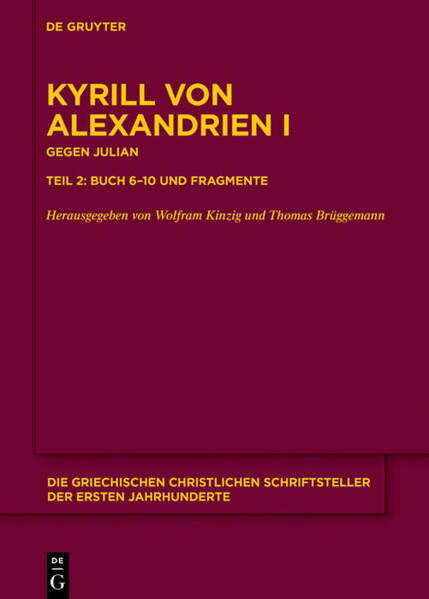 Books 6-10 of Cyril of Alexandria’s (c. 380-444 CE) monumental work of refutation “Against Julian” are being published for the first time in a modern critical edition with an extensive apparatus of sources and parallel texts. In addition, the volume includes all known Greek and Syriac fragments from the lost volumes as well as an extensive introduction to the transmission of the fragments.