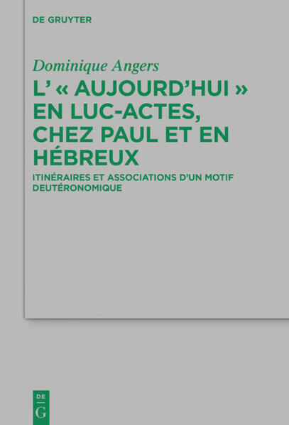 This book examines the use of the term σήμερον (“today”) in Luke-Acts (22 occurrences), the Pauline letters (Romans 11:8