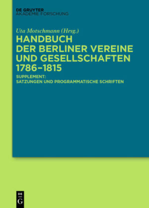 Handbuch der Berliner Vereine und Gesellschaften 17861815 | Bundesamt für magische Wesen