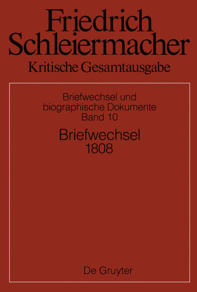 Der vorliegende Bande enthält Friedrich Daniel Ernst Schleiermachers (1768-1834) sämtliche erhaltenen und erschlossenen Briefe aus dem Jahr 1808. 1808 ließ sich Schleiermacher endgültig in Berlin nieder und war in Konzeption und Berufungsfragen aktiv an der Berliner Universitätsgründung beteiligt. Im Herbst 1808 unternahm er eine konspirative Reise nach Ostpreußen und pflegte enge Kontakte zu den preußischen Reformern. Im Juli 1808 verlobte sich Schleiermacher mit Henriette von Willich, der 20 Jahre jüngeren Witwe eines verstorben Freundes-aus der knapp einjährigen Verlobungszeit liegen über 100 Briefe des Brautpaares vor. Die Korrespondenz Schleiermachers mit Familie, Freundinnen und Freunden sowie zahlreichen Kollegen zeichnet ein eindringliches politisches, geistes- und alltagsgeschichtliches Panorama der Zeit und gewährt einen Einblick in die Entstehung des Schleiermacherschen Werkes.