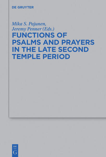 When thinking about psalms and prayers in the Second Temple period, the Masoretic Psalter and its reception is often given priority because of modern academic or theological interests. This emphasis tends to skew our understanding of the corpus we call psalms and prayers and often dampens or mutes the lived context within which these texts were composed and used. This volume is comprised of a collection of articles that explore the diverse settings in which psalms and prayers were used and circulated in the late Second Temple period. The book includes essays by experts in the Hebrew bible, the Dead Sea scrolls, Apocrypha and Pseudepigrapha, and the New Testament, in which a wide variety of topics, approaches, and methods both old and new are utilized to explore the many functions of psalms and prayers in the late Second Temple period. Included in this volume are essays examining how psalms were read as prophecy, as history, as liturgy, and as literature. A variety methodologies are employed, and include the use of cognitive sciences and poetics, linguistic theory, psychology, redaction criticism, and literary theory.