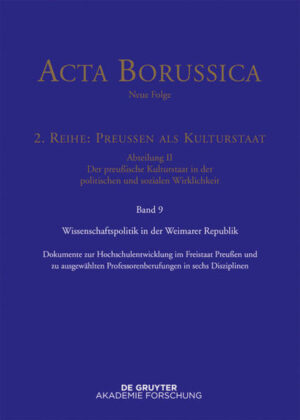 Acta Borussica - Neue Folge. Preußen als Kulturstaat. Der preußische...: Wissenschaftspolitik in der Weimarer Republik | Bundesamt für magische Wesen