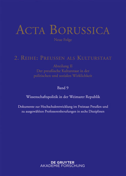 Acta Borussica - Neue Folge. Preußen als Kulturstaat. Der preußische...: Wissenschaftspolitik in der Weimarer Republik | Bundesamt für magische Wesen