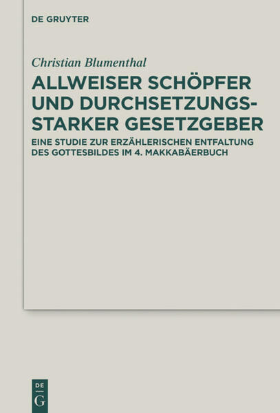 »Die Urteilskraft herrscht über die Leidenschaften.« So lautet die Leitthese des 4. Makkabäerbuches, welche in den 18 Kapiteln dieser Schrift in verschiedensten Variationen über hundertmal wiederholt wird. Diese spürbare thematische Fokussierung auf den Aspekt der menschlichen Handlungsverantwortung ruft in einer ausdrücklich als Gotteslob angelegten Schrift die Frage nach der Rolle Gottes auf den Plan. Wie wird von ihm gesprochen? Wo und wie ist er in den Text eingebunden? Wie werden göttliches und menschliches Handeln einander zugeordnet? Die vorliegende Untersuchung geht diesen Fragen nach und erweist die grundlegende Verwurzelung der Anthropologie des 4Makk-Verfassers in seiner Gottesvorstellung. Dazu wird die textinterne Entfaltung des Gottesbildes nachgezeichnet, in dessen Zentrum Gott als allweiser Schöpfer und durchsetzungsstarker Gesetzgeber erscheint.