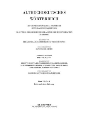 Althochdeutsches Wörterbuch: Band VII: O  R. 3. und 4. Lieferung (ouga bis platamuos) | Bundesamt für magische Wesen