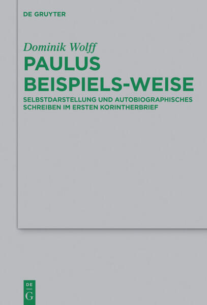 Gibt es einen roten Faden, der den gesamten 1. Korintherbrief durchzieht? Diese Studie findet das kohärenzstiftende Element des 1Kor in der Selbstdarstellung des Apostels. Die paulinischen Selbstaussagen werden dabei sowohl in die antiken Formen der literarischen Selbstdarstellung eingeordnet als auch im Kontext der hellenistischen Popularphilosophie interpretiert. Als Modell für Paulus' Selbstdarstellung bildet sich die archetypische Gestalt des Weisen heraus, die der Apostel jedoch gemäß seiner theologia crucis umprägt. Somit präsentiert sich Paulus sowohl als ein nachahmenswertes Vorbild als auch als ein christusgemäßer Weiser-eben "beispiels-weise". Viele Passagen des Briefes erscheinen dadurch in einem neuen Licht.