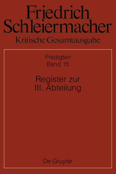 Der Registerband erschließt die 14 Textbände der Predigtabteilung durch fünf umfängliche Verzeichnisse: I. Edierte Predigten II. Namen, Predigttradenten und Bibelstellen III. Themen und Schlagwörter IV. Literatur V. In den Liederblättern vorkommende Lieder