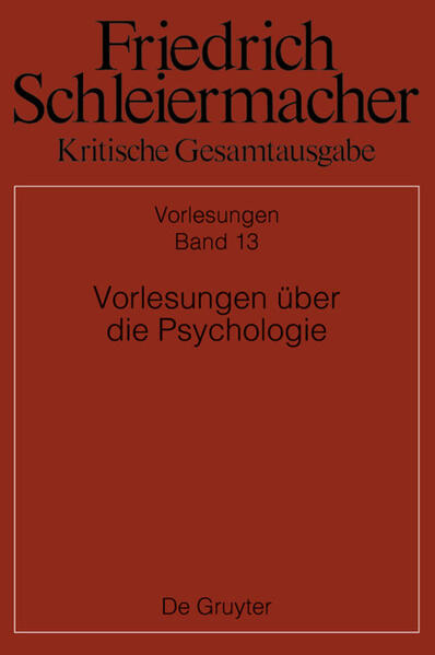 Die vorliegende kritische Edition stellt die erste vollständige, alle vier Kollegs umfassende sowie alle verfügbaren Autographen Schleiermachers inkludierende Ausgabe der Vorlesungen zur Psychologie dar. Neben den Manuskripten Schleiermachers aus den Sommersemestern 1818, 1821, 1830 und dem Wintersemester 1833/34 wird zu jedem Kolleg eine Hörernachschrift geboten, womit zugleich erstmalig eine Dokumentation der Vorlesung von 1821 erfolgt. Alle Texte sind philologisch gesichert und chronologisch angeordnet. Durch die Vollständigkeit der Quellen und die textkritischen Apparate geht die Edition weit über die erste Ausgabe der Seelenlehre in den Sämmtlichen Werken (1862) hinaus und stellt Grundlagen zur Verfügung, die die Psychologie Schleiermachers wieder ins Bewusstsein der Forschung rücken und neu einordnen können.