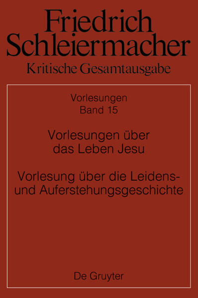 Der Band umfasst in Teil I Schleiermachers Manuskripte zu den Vorlesungen über das Leben Jesu, die er in den Jahren 1819-1832 als erster gehalten hat, die Abschrift eines Vorlesungsmanuskripts und eine Nachschrift des Kollegs 1832. Gemessen an den Hörerzahlen sind sie seine erfolgreichsten Vorlesungen gewesen. Teil II enthält seine Manuskripte zur Vorlesung über die Leidens- und Auferstehungsgeschichte (1821) und eine Nachschrift dieses Kollegs.