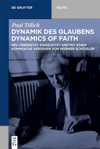 Paul Tillichs Schrift "Dynamik des Glaubens/Dynamics of Faith" von 1957 thematisiert ein zentrales Thema seines religionsphilosophischen und theologischen Denkens, nämlich seine Bestimmung des Glaubens als "ultimate concern". Daneben bietet diese Schrift aber auch eine gute Einführung in andere grundlegende Konzepte seines Denkens. wie z.B. den Symbolbegriff, das Verhältnis von Glauben und Wissen sowie seine dynamische Typologie der Religion. In diesem Sinne eignet sich diese Schrift sehr gut für eine Einführung in das philosophisch-theologische Denken Tillichs. Die beiden älteren Übersetzungen dieser Schrift (Verlag Ullstein 1961