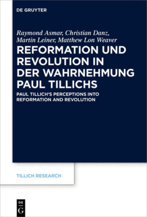 Die Beiträge des Bandes untersuchen Tillichs Verständnis von 'Reformation' und 'Revolution' vor dem Hintergrund seines Gesamtwerks in einer problemgeschichtlichen Perspektive. Diskutiert werden die verschiedenen Facetten und Bezüge seiner Reformations- und Revolutionsdeutung ebenso wie Perspektiven, die sich für gegenwärtige Debatten ergeben. Auf diese Weise erschließt der Band ein Themenfeld, welches bislang kaum untersucht wurde.