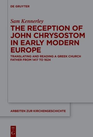 The Reception of John Chrysostom in Early Modern Europe explores when, how, why, and by whom one of the most influential Fathers of the Greek Church was translated and read during a particularly significant period in the reception of his works. This was the period between the first Neo-Latin translation of Chrysostom in 1417 and the final volume of Fronton du Duc’s Greek-Latin edition in 1624, years in which readers and translators from Renaissance Italy, the Byzantine Empire, and the Basel, Paris, and Rome of a newly-confessionalised Europe found in Chrysostom everything from a guide to Latin oratory, to a model interpreter of Paul. By drawing on evidence that ranges from Greek manuscripts to conciliar acts, this book contextualises the hundreds of translations and editions of Chrysostom that were produced in Europe between 1417 and 1624, while demonstrating the lasting impact of these works on scholarship about this Church Father today.