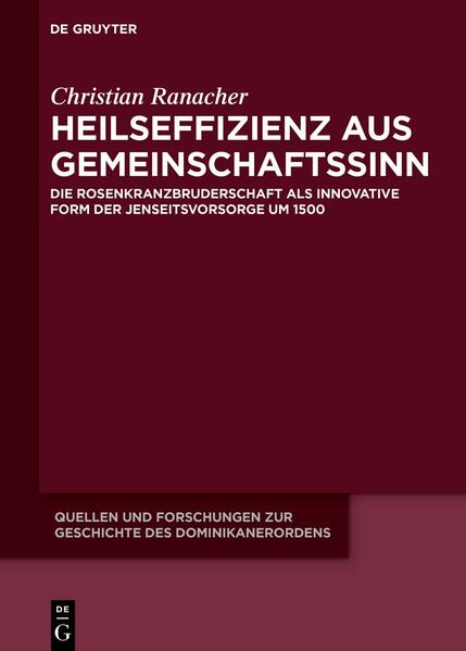 Die Rosenkranzbruderschaft stellt eine echte Innovation in der Jenseitsvorsorge um 1500 dar. Anders als die lokal agierenden Bruderschaften war sie nicht mehr an einen einzelnen Ort gebunden. Vielmehr sollten die verschiedenen Niederlassungen als Teile eines Ganzen, als ein transregionaler Verbund verstanden werden. Aufgrund dieser innovativen Organisation konnte die Rosenkranzbruderschaft ihren Mitgliedern eine heilseffiziente Jenseitsvorsorge in Aussicht stellen: Während die Gebetsverpflichtung für die einzelnen Brüder und Schwestern signifikant reduziert werden konnte, schien das gemeinsam akkumulierte Heilsreservoir der Bruderschaft gleichzeitig ins schier Unermessliche zu wachsen. Im Konzept der Rosenkranzbruderschaft ging es mithin nicht darum, dass die einzelnen Mitglieder möglichst viel beteten, sondern, dass möglichst viele Brüder und Schwestern beteten. Diese heilseffiziente Jenseitsvorsorge wird hier erstmals auf einer breiten Quellengrundlage und im Vergleich zu den traditionellen, lokal agierenden Bruderschaften untersucht.