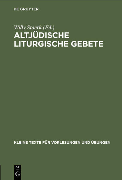 Frontmatter -- Einleitung -- I. Die benediktionen zum s'ma'. -- II. Das ?emone 'esre -- III. Das habhinenu -- IV. Die musaphgebete -- V. Die habhdala -- VI. Sabbathgebete -- VII. Abhinu malkenu -- VIII. Das qaddi? -- Backmatter