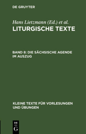 Frontmatter -- ANWEISUNG FÜR DAS LITURGISCHE HANDELN -- BESONDERE GOTTESDIENSTLICHE HANDLUNGEN -- KONFIRMATION -- TRAUUNG -- BEGRÄBNIS -- Backmatter