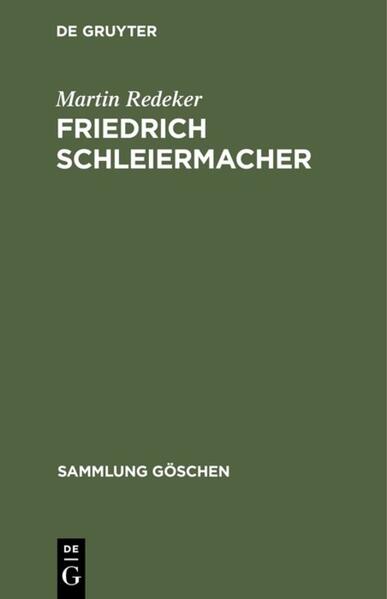 Frontmatter -- Inhalt -- Einleitung -- I. Kindheit, Jugend und Studienzeit -- II. Die neuen Intuitionen -- III. Die Zeit der Systembildung -- IV. Sein Beitrag innerhalb der universitas litterarum -- V. Sein Dienst in der evangelischen Kirche -- VI. Leben in Haus und Familie, Persönliches und Lebensabschluß -- Der Lehrerfolg Schleiermachers als Professor der Universität Berlin -- Übersicht über die Hörerzahl -- Zeittafel -- Literaturangaben -- Namensverzeichnis