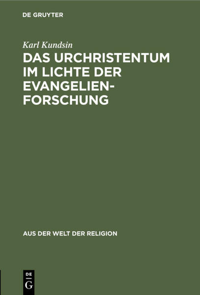 Frontmatter -- Inhalt -- 1. Der Ausgangspunkt -- 2. Überlieferung und Gemeindeleben -- 5. Die palästinensische Urgemeinde -- 4. Die Wendung zum Universalismus bzw. Hellenismus -- 5. Die Wendung zum Kirchentum und zur christlichen Schriftgelehrsamkeit. (Die Matthäustradition) -- 6. Schlußergebnisse. Die Religion des Urchristentums und Jesus -- Backmatter