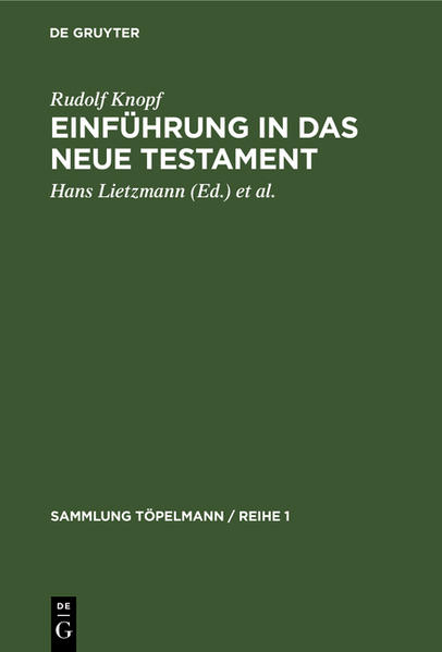 Frontmatter -- Vorwort -- Inhalt -- Nachträge -- Erster Teil: Die Sprache des Neuen Testaments -- Zweiter Teil: Der Text des Neuen Testaments -- Dritter Teil: Die urchristliche Literatur -- Vierter Teil: Der Kanon des Neuen Testaments -- Fünfter Teil: Neutestamentliche Zeitgeschichte -- Sechster Teil: Die Anfänge des Christentums -- Sachregister -- Backmatter