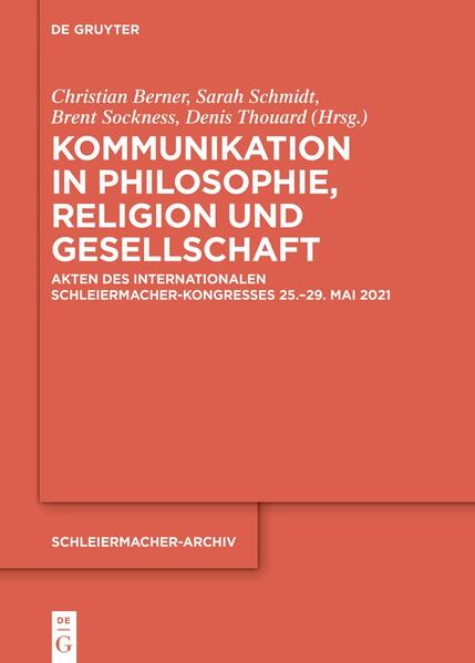 Der vorliegende Band vereinigt die Akten des internationalen Schleiermacher-Kongresses 2021 und nimmt den Philosophen, Theologen, Pädagogen und Übersetzer Friedrich Schleiermacher (1768-1834) als Kommunikationstheoretiker in den Blick. Ob als Universitätslehrer, Kanzelredner, als politischer Reformer, Publizist, Salongänger oder Briefeschreiber-Schleiermacher war selbst ein begnadeter Kommunikator und im Begriff der Kommunikation bündeln sich wie in einem Brennglas viele zentrale Aspekte seines Denkens. Seine Philosophie, Theologie und philologische Praxis zeichnen sich durch ihre emphatische Prozesshaftigkeit jenseits starrer Systeme aus. Sich in Sprache manifestierendes Wissen, moralisches Handeln, religiöses Erleben und der Entwurf gemeinschaftlicher Institutionen sind im beständigen Werden und nur im Austausch der miteinander streitenden, sich liebenden und hassenden, Ideen und Sinn entwerfenden und um Gemeinschaft und Individualität ringenden Menschen wirklich. Die Beiträge dieses Bandes gehen Schleiermachers Werk ebenso wie seiner gesellschaftlichen, kirchlichen und philologischen Praxis vor dem Hintergrund ihrer ideengeschichtlichen Verflechtung nach und aktualisieren sein Denken in Auseinandersetzung mit unterschiedlichen Positionen der Gegenwart.