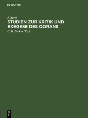 Frontmatter -- STUDIEN ZUR KRITIK UND EXEGESE DES QORANS -- Nachruf