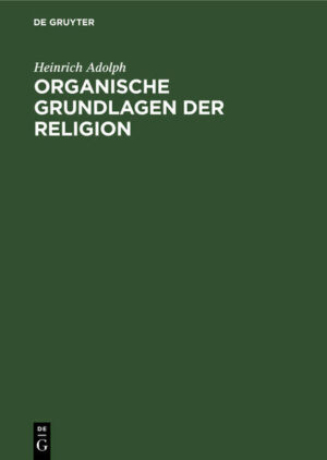 Frontmatter -- Einleitung -- Erster Teil: Der Organismus -- I. Die Religion als organische Schöpfung -- II. Die Religion und die übrigen Geistesbildungen -- III. Organische Formgesetze -- IV. Psychologisches -- Zweiter Teil: Die Wirklichkeit -- Allgemeines -- I. Das religiöse Weltbild -- II. Erkenntnistheoretisches -- III. Die unmittelbare religiöse Erfahrung -- Dritter Teil: Beziehungen zwischen Organismus und Wirklichkeit -- I. Lebensgestaltung und Weltanschauung -- II. Ich und Gott -- III. Die Religion als ganzheitliche Beziehung -- Schluß -- Inhalt -- Druckfehlerberichtigung