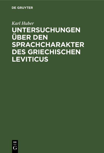 UNTERSUCHUNGEN ÜBER DEN SPRACHCHARAKTER DES GRIECHISCHEN LEV