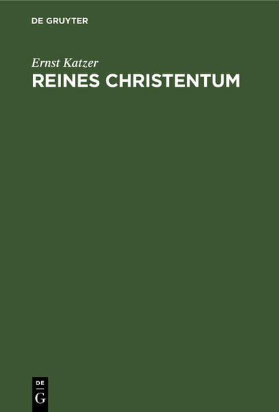 Frontmatter -- Inhaltsverzeichnis -- Geleitwort -- Vorwort -- Einleitung -- I. Religion und Krieg -- II. Alttestamentlich = jüdische und neutestamentlich = christliche Religion -- III. Religiöse weiterbildung und Kultur -- IV. Christentum und Deutschtun -- V. Die christlichen Kirchen -- VI. Das reine christentum als Religion der zukunft -- Backmatter