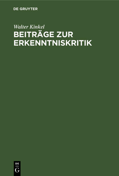 Frontmatter -- Vorwort -- Inhalt -- Über die Methode der theoretischen Philosophie -- Von den obersten Bedingungen der Erfahrung -- Der Begriff des Affizirens, das „Ding an sich" und die Geltungssphäre der Kategorien -- Das empirische und transcendentale Ich