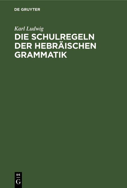 Frontmatter -- VORWORT -- ÜBERSICHT -- Einleitende Bemerkungen -- I. Abschnitt. Hebräische Schrift- und Lautlehre -- II. Abschnitt. Die Pronomina -- III. Abschnitt. Das starke Verbum -- IV. Abschnitt. Das schwache Verbum -- V. Abschnitt. Das starke Nomen -- VI. Abschnitt. Das schwache Nomen -- Backmatter