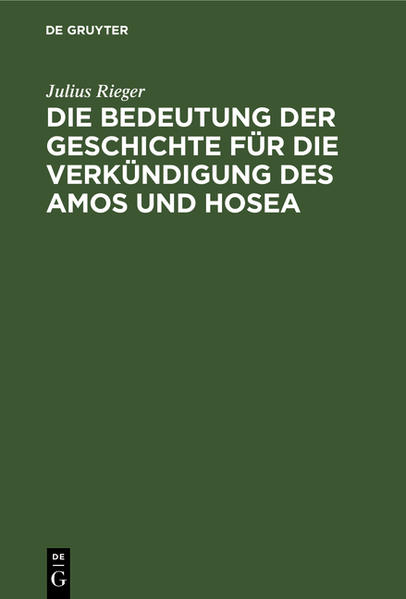 Frontmatter -- Vorbemerkung -- Inhaltsverzeichnis -- Literaturverzeichnis -- Abkürzungen -- Verzeichnis der behandelten Stellen -- Druckfehler und Nachtrag -- § 1. Einleitung -- I. Kapitel. Arnos -- § 2. Erwähnungen der Volksgeschichte -- § 3. Die allgemeine Geschichtsauffassung -- II. Kapitel. Hosea -- § 4. Die Volksgeschichte -- § 5. Die allgemeine Geschichtsbetrachtung -- III. Kapitel. Zusammenfassung und Ergebnisse -- Tabelle zu S. 112 f.