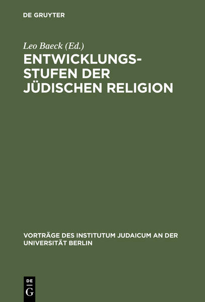 Frontmatter -- Inhalt -- Einführung / Greßmann, Hugo -- I. Esra und das Nachexilische Judentum / Elbogen, Ismar -- II. Das Judentum in der Hellenistisch-Römischen Zeit / Bergmann, Juda -- III. Zur Entstehung des Talmuds / Guttmann, Michael -- IV. Die Religiösen Motive in der Philosophie des Maimonides / Gattmann, Julias -- V. Ursprung und Anfänge der Jüdischen Mystik / Baeck, Leo -- Backmatter