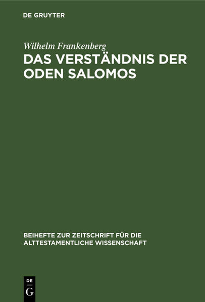 In der Reihe Beihefte zur Zeitschrift für die alttestamentliche Wissenschaft (BZAW) erscheinen Arbeiten zu sämtlichen Gebieten der alttestamentlichen Wissenschaft. Im Zentrum steht die Hebräische Bibel, ihr Vor- und Nachleben im antiken Judentum sowie ihre vielfache Verzweigung in die benachbarten Kulturen der altorientalischen und hellenistisch-römischen Welt.