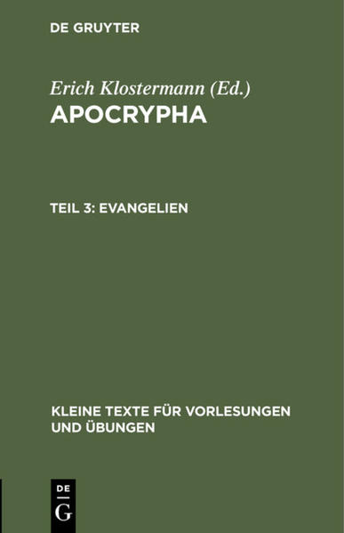 Frontmatter -- EINLEITUNG -- Inhalt -- Aus Origenes' erster Lucashomilie -- Hebräerevangelium (Nazaräerevangelium) -- Ebionitenevangelium (Evangelium der Zwölf?) -- Aegypterevangelium -- Thomasevangelium -- Matthiasüberlieferungen -- Philippusevangelium -- Evangelium der Eva -- Oxyrhynchuslogia -- Papyrusfragmente von Evangelien -- Backmatter