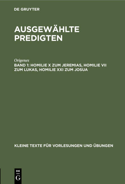 Frontmatter -- AUSGEWÄHLTE PREDIGTEN -- VORBEMERKUNG -- Backmatter