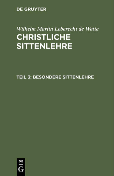 Frontmatter -- Inhaltsanzeige -- Dritter Theil. Besondere Sittenlehre -- Einleitung -- Erstes Kapitel. Von der christlichen Tugend -- Zweites Kapitel. Ueber die Pflichtenlehre überhaupt -- Drittes Kapitel. Von der Frömmigkeit -- Viertes Kapitel. Von der Gerechtigkeit -- Fünftes Kapitel. Von der Liebe und Freundschaft -- Sechstes Kapitel. Von der Ehre -- Siebentes Kapitel. Von der persönlichen Vollkommenheit oder der Schönheit der Seele -- Achtes Kapitel. Vom Berufsleben -- Neuntes Kapitel. Von der sittlichen Erziehung und Uebung, oder die Grundzüge der sittlichen Pädagogik und Asketik -- Druckfehler